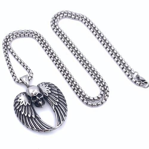 Stainless Steel Jewelry Necklace, 304 Stainless Steel, vintage & different length for choice & different styles for choice & for man, 47x37mm, Sold By PC