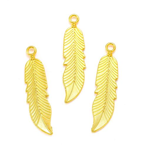 Tibetan Style Feather Pendants, plated, DIY, more colors for choice, nickel, lead & cadmium free, 45x11mm, Approx 100PCs/Bag, Sold By Bag