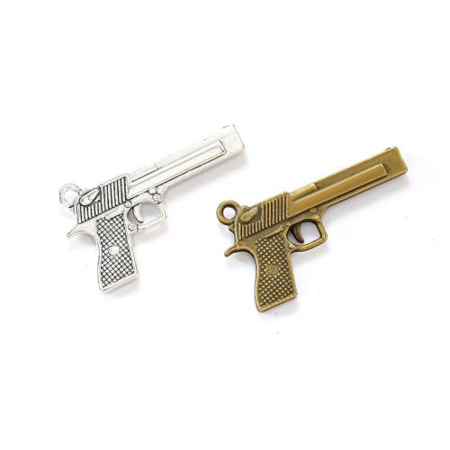 Zinklegierung Pistole Anhänger, plattiert, DIY, keine, frei von Nickel, Blei & Kadmium, 39x20mm, ca. 100PCs/Tasche, verkauft von Tasche