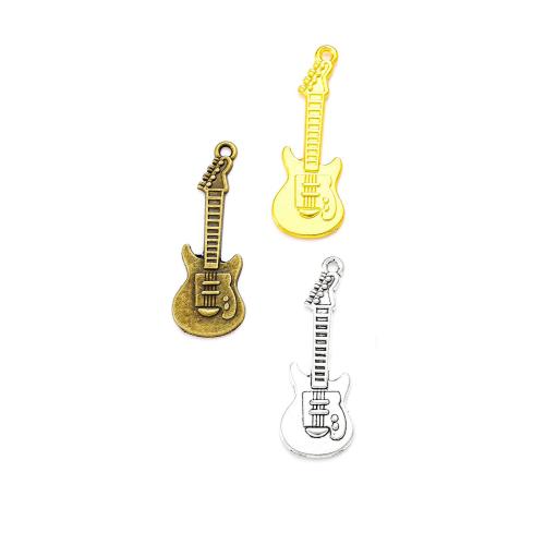 Musical Instrument Shaped Tibetan Style Pendants, Guitar, plated, DIY, more colors for choice, nickel, lead & cadmium free, 36x11mm, Approx 100PCs/Bag, Sold By Bag