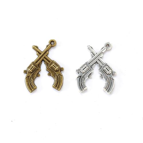 Tibetan Style Gun Pendants, plated, DIY, more colors for choice, nickel, lead & cadmium free, 31x19mm, Approx 100PCs/Bag, Sold By Bag