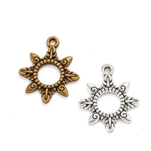 Tibetan Style Pendants, Flower, plated, DIY, more colors for choice, nickel, lead & cadmium free, 19x19mm, Approx 100PCs/Bag, Sold By Bag