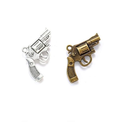 Tibetan Style Gun Pendants, plated, DIY, more colors for choice, nickel, lead & cadmium free, 28x24mm, Approx 100PCs/Bag, Sold By Bag