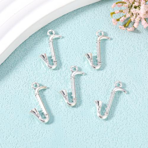 Musical Instrument Shaped Tibetan Style Pendants, silver color plated, DIY, nickel, lead & cadmium free, 27x17mm, Approx 100PCs/Bag, Sold By Bag