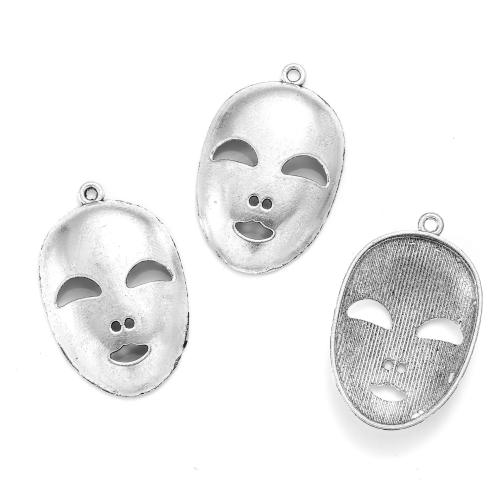 Tibetan Style Pendants, Mask, plated, DIY, more colors for choice, nickel, lead & cadmium free, 39x25mm, Approx 100PCs/Bag, Sold By Bag