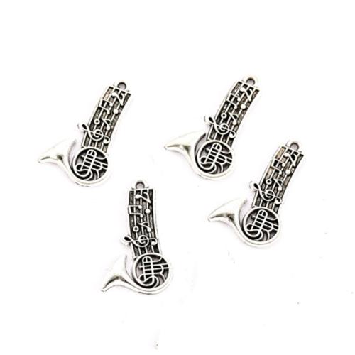 Musical Instrument Shaped Tibetan Style Pendants, silver color plated, DIY, nickel, lead & cadmium free, 25x15mm, Approx 100PCs/Bag, Sold By Bag