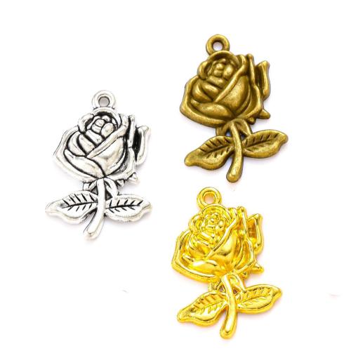 Tibetan Style Flower Pendants, Rose, plated, DIY, more colors for choice, nickel, lead & cadmium free, 25x17mm, Approx 100PCs/Bag, Sold By Bag