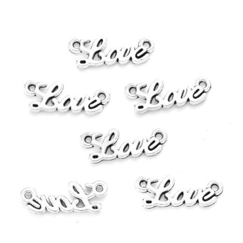 Letter Tibetan Style Connector, Alphabet Letter, plated, DIY & 1/1 loop, more colors for choice, nickel, lead & cadmium free, 20x8mm, Approx 100PCs/Bag, Sold By Bag