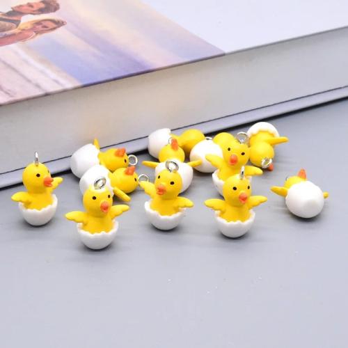 Resin Pendant, Duck, epoxy gel, DIY, yellow, Sold By PC