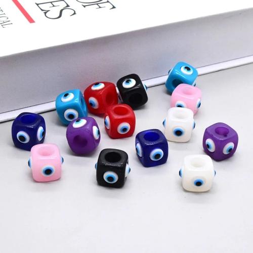 Resin Evil Eye Beads, Square, epoxy gel, DIY & evil eye pattern, more colors for choice, Sold By PC