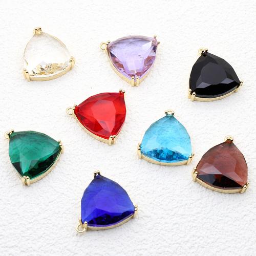 Glass Tibetan Style Pendant, with Glass, Triangle, gold color plated, DIY, more colors for choice, 20x20mm, Sold By PC