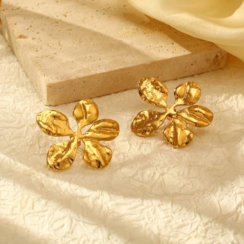 Stainless Steel Stud Earrings, 304 Stainless Steel, Flower, plated, for woman, more colors for choice, Sold By Pair