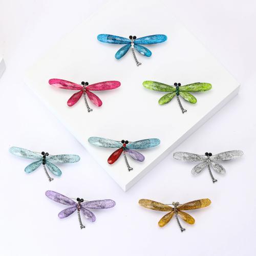 Tibetan Style Brooches, with Resin, Dragonfly, plated, for woman & with rhinestone, more colors for choice, nickel, lead & cadmium free, Sold By PC