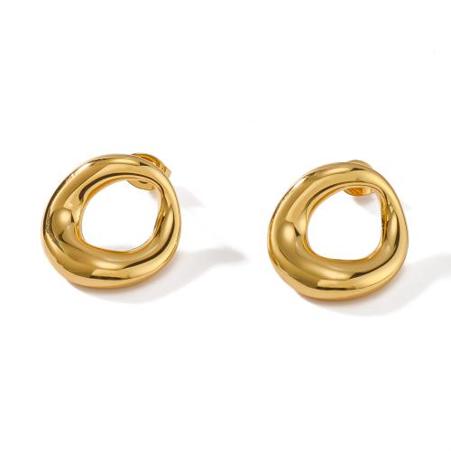Stainless Steel Stud Earrings, 304 Stainless Steel, gold color plated, fashion jewelry, golden, 18x18mm, Sold By Pair
