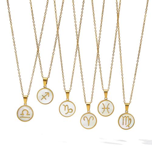 Stainless Steel Jewelry Necklace, 304 Stainless Steel, with Shell, with 5cm extender chain, gold color plated, fashion jewelry & different designs for choice, golden, Length:38 cm, Sold By PC