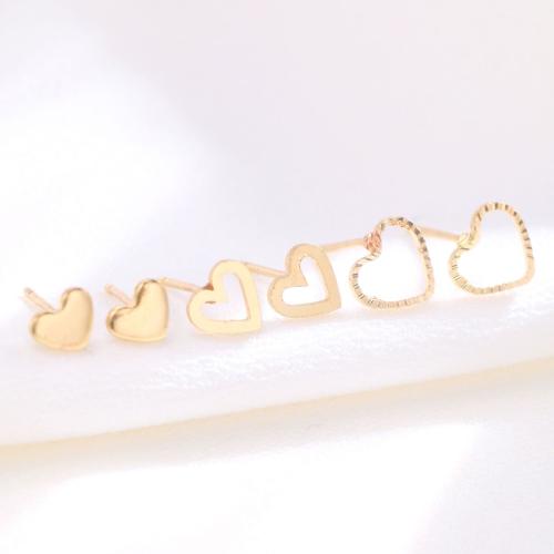 Tibetan Style Stud Earring, Heart, three pieces & fashion jewelry & for woman, gold, Sold By Set