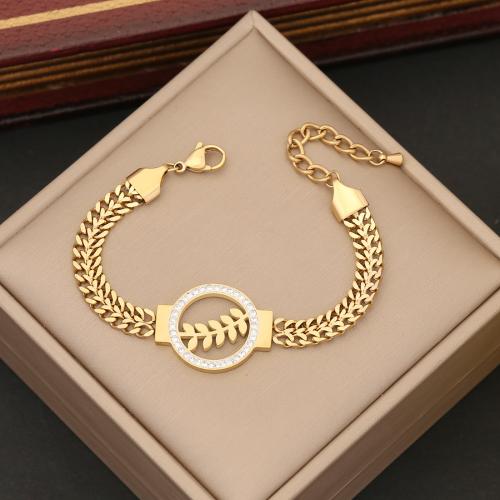 Stainless Steel Jewelry Bracelet, 304 Stainless Steel, with 5cm extender chain, different styles for choice & for woman & with rhinestone, gold, Length:Approx 18 cm, Sold By PC