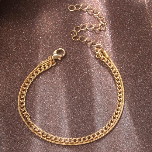 Pulsera de Aleación de Zinc, con 7cm extender cadena, Doble capa & Joyería & para mujer, dorado, longitud:33 cm, Vendido por UD