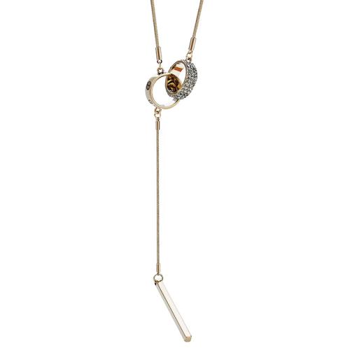 Collier en alliage de zinc Pull, avec 5.5cm chaînes de rallonge, bijoux de mode & pour femme & avec strass, couleur originale, Longueur:74 cm, Vendu par PC