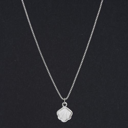 Collier de bijoux en alliage de zinc, avec coquille, avec 7.5cm chaînes de rallonge, bijoux de mode & pour femme, couleur originale, Longueur:42 cm, Vendu par PC