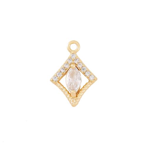 Cubic Zirconia Micro Pave Brass Pendant, real gold plated, DIY & micro pave cubic zirconia, golden, 11x16mm, Sold By PC