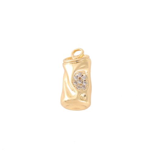 Cubic Zirconia Micro Pave Brass Pendant, real gold plated, DIY & micro pave cubic zirconia, golden, 8x18mm, Sold By PC