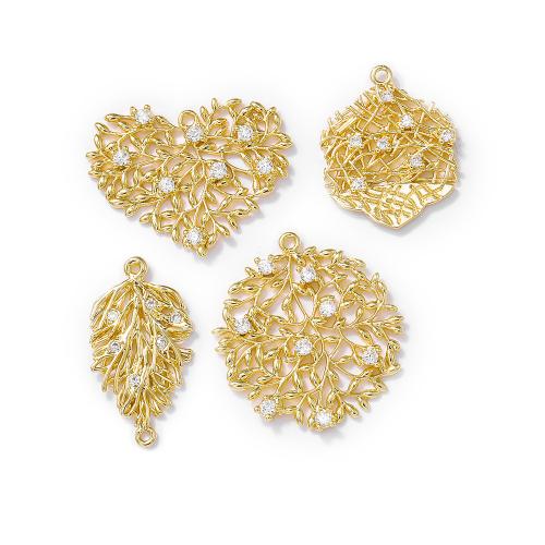 Cubic Zirconia Micro Pave Brass Pendant, real gold plated, DIY & different styles for choice & micro pave cubic zirconia, golden, Sold By PC