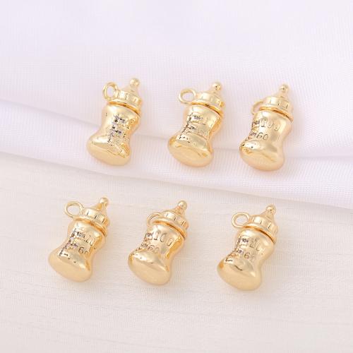 Brass Jewelry Pendants, feeding bottle, real gold plated, DIY, golden, 8x15mm, Sold By PC