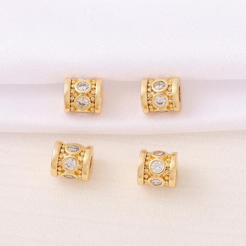 Brass Spacer Beads, real gold plated, DIY & micro pave cubic zirconia, golden, 7.50x7mm, Sold By PC