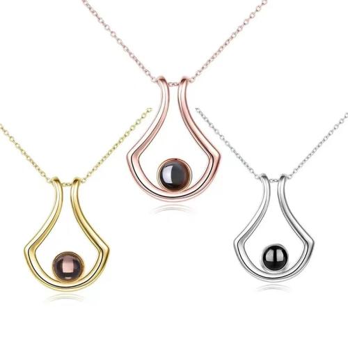 925 Sterling Silver Miniature Projection Necklace, plated, for woman, more colors for choice, Length:Approx 41-50 cm, Sold By PC