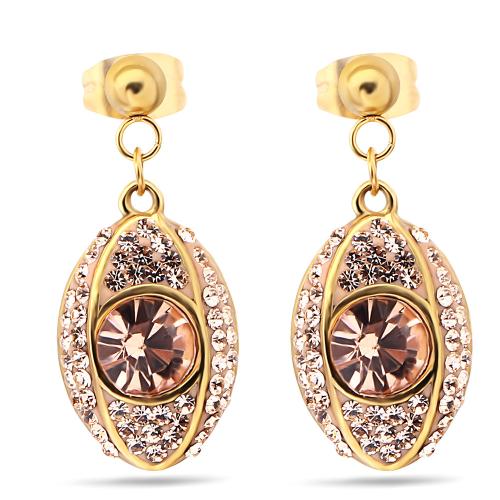 Stainless Steel Drop Earring, 304 Stainless Steel, micro pave cubic zirconia & for woman, rose gold color, Sold By Pair
