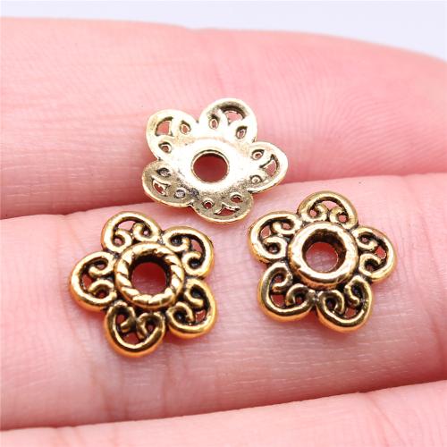 Tibetan Style Bead Cap, Flower, plated, DIY, more colors for choice, 11x11x3mm, Sold By PC