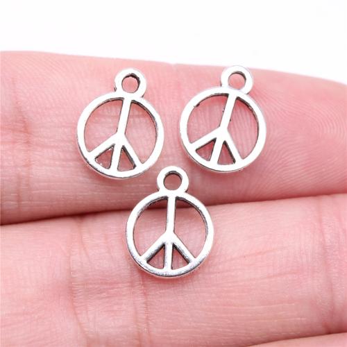 Tibetan Style Pendants, Peace Logo, antique silver color plated, DIY, 13x10mm, Sold By PC