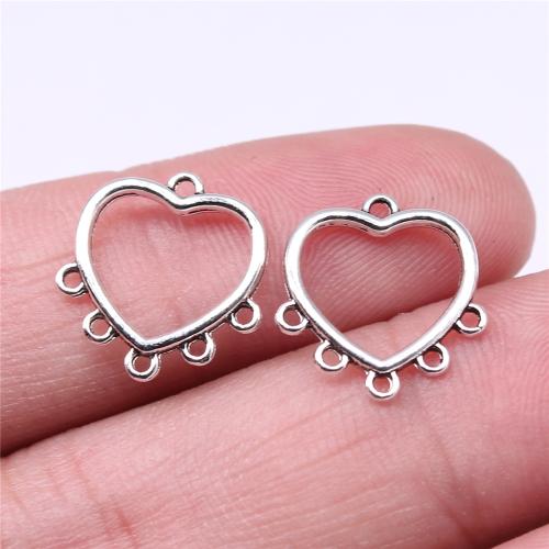 Heart Tibetan Style Connector, antique silver color plated, DIY & 1/5 loop, 15x14mm, Sold By PC