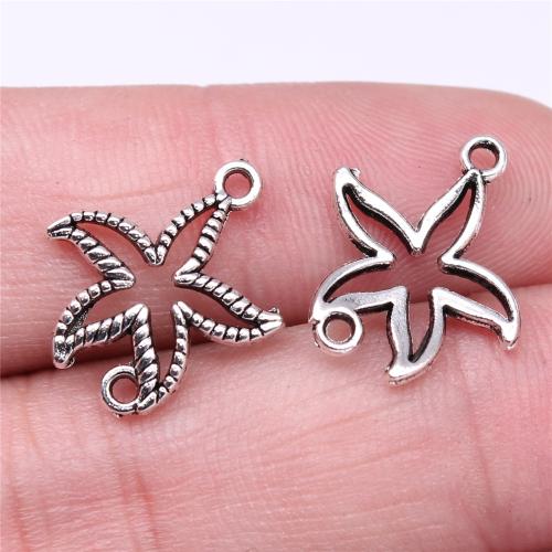 Star Tibetan Style Connector, Starfish, antique silver color plated, DIY & 1/1 loop, 19x16mm, Sold By PC