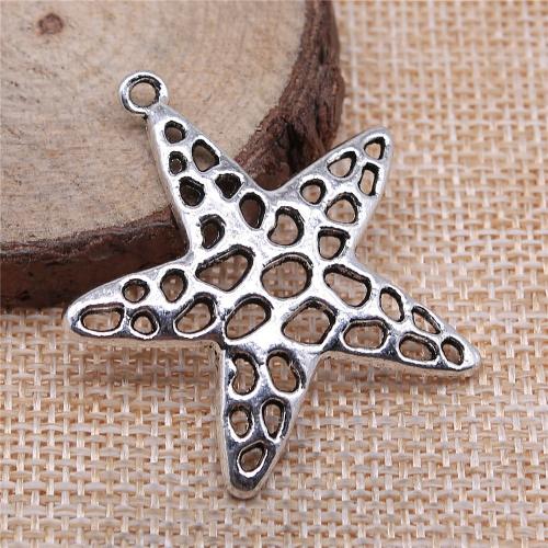 Tibetan Style Star Pendant, Starfish, plated, DIY & hollow, more colors for choice, 40x37mm, Sold By PC