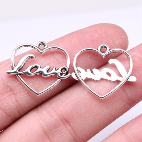 Tibetan Style Heart Pendants, antique silver color plated, DIY, 22x19mm, Sold By PC