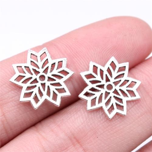 Tibetan Style Pendants, Snowflake, antique silver color plated, DIY & hollow, 15x15mm, Sold By PC
