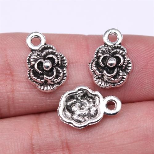Tibetan Style Flower Pendants, antique silver color plated, DIY, 14x10mm, Sold By PC