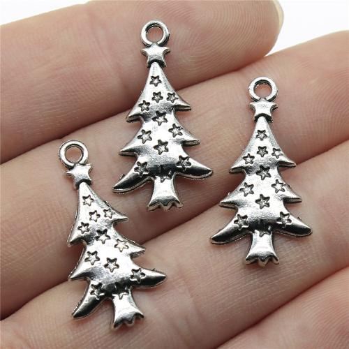 Tibetan Style Pendants, Christmas Tree, plated, DIY, more colors for choice, 27x14mm, Sold By PC