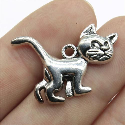 Tibetan Style Animal Pendants, Cat, plated, DIY, more colors for choice, 30x22mm, Sold By PC