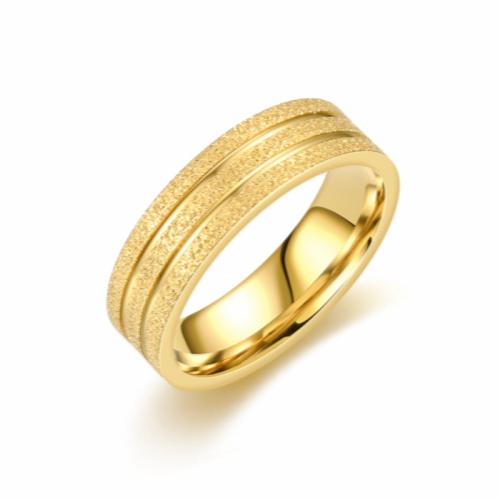 Stainless Steel Finger Ring, 304 Stainless Steel, fashion jewelry & Unisex & different size for choice, golden, width 6mm, thickness 2mm, Sold By PC