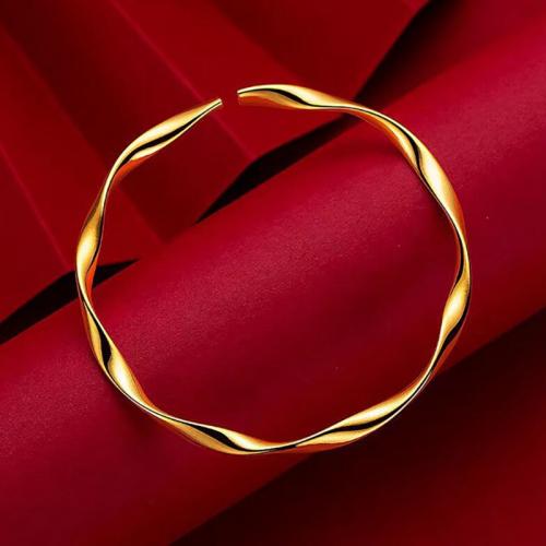 Bijoux de bracelet en alliage de zinc, poli, bijoux de mode & pour femme, doré, 3mm, Diamètre intérieur:Environ 58mm, Vendu par PC