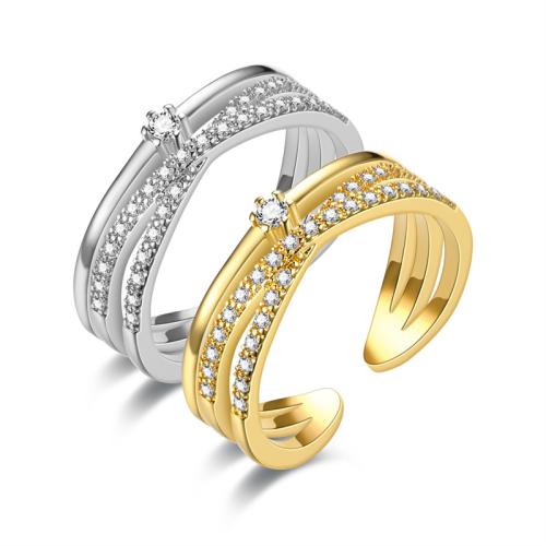 Brass Finger Ring, fashion jewelry & for woman & with rhinestone, more colors for choice, inside diameter 17mm, Sold By PC