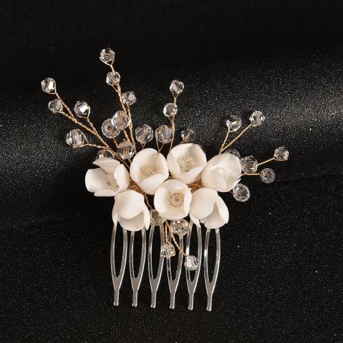 Decorative Hair Combs, Iron, with Crystal & Resin, fashion jewelry & for woman, 80x75mm, Sold By PC