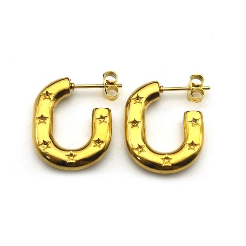 Stainless Steel Stud Earrings, 304 Stainless Steel, fashion jewelry & for woman, golden, 21x17mm, Sold By Pair