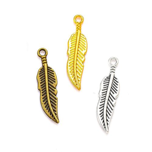 Tibetan Style Feather Pendants, plated, DIY, more colors for choice, nickel, lead & cadmium free, 30x8mm, Approx 100PCs/Bag, Sold By Bag