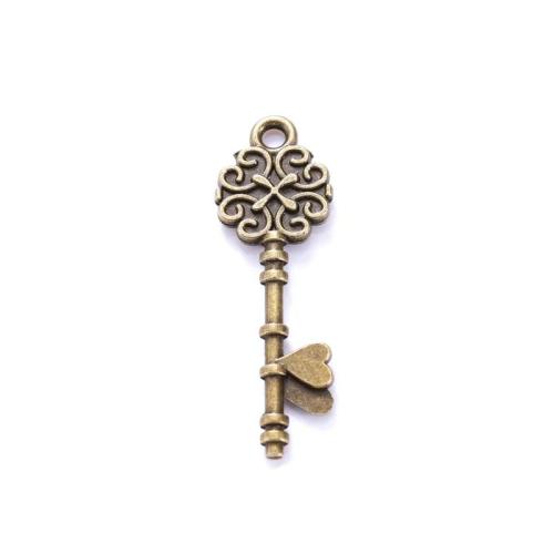 Tibetan Style Key Pendants, plated, DIY, more colors for choice, nickel, lead & cadmium free, 12x34mm, Approx 100PCs/Bag, Sold By Bag