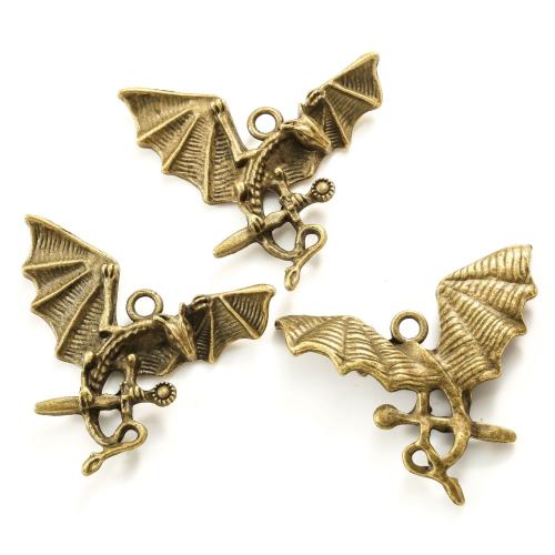 Tibetan Style Animal Pendants, Dragon, plated, DIY, more colors for choice, nickel, lead & cadmium free, 45x40mm, Approx 100PCs/Bag, Sold By Bag