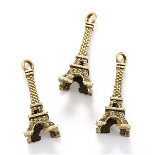 Tibetan Style Pendants, Eiffel Tower, plated, DIY, more colors for choice, nickel, lead & cadmium free, 33x19mm, Approx 100PCs/Bag, Sold By Bag